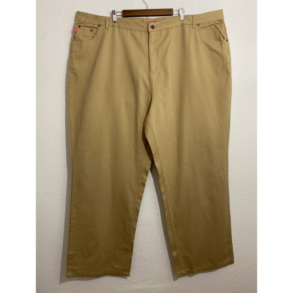 Woman Within 34T Tan Pants Chino Womens Cotton Flat Front Cropped Natural Fit